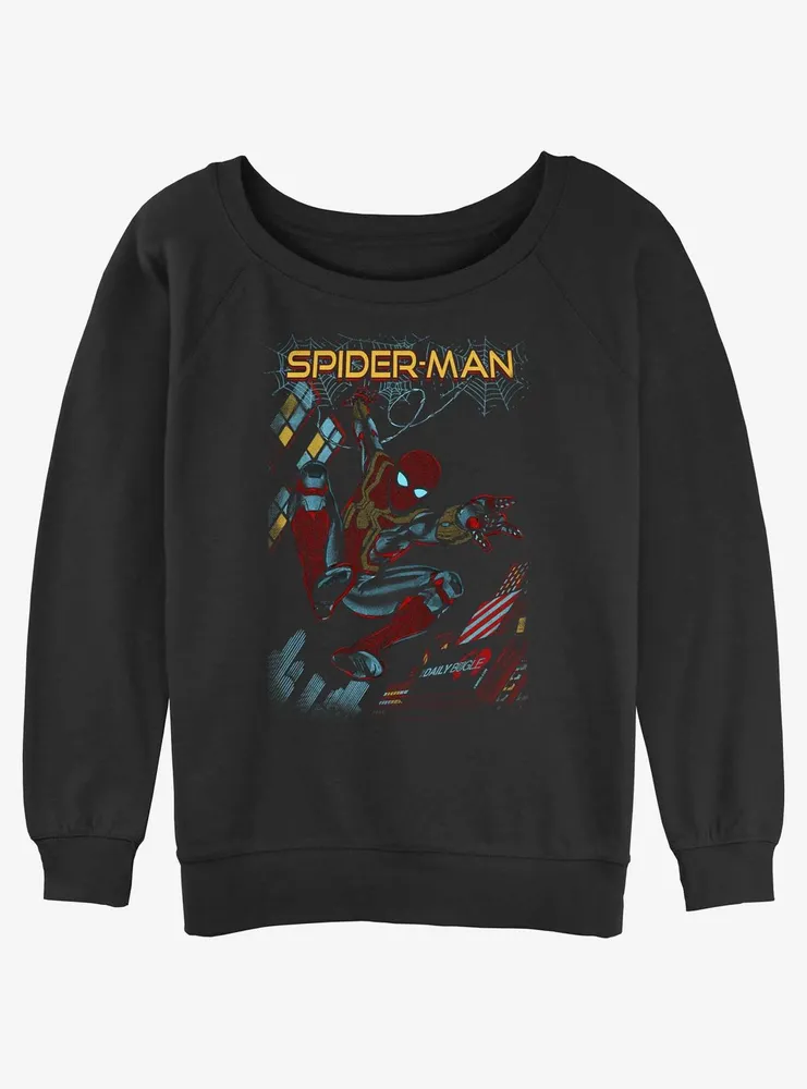 Marvel Spider-Man Slinging Cover Womens Slouchy Sweatshirt