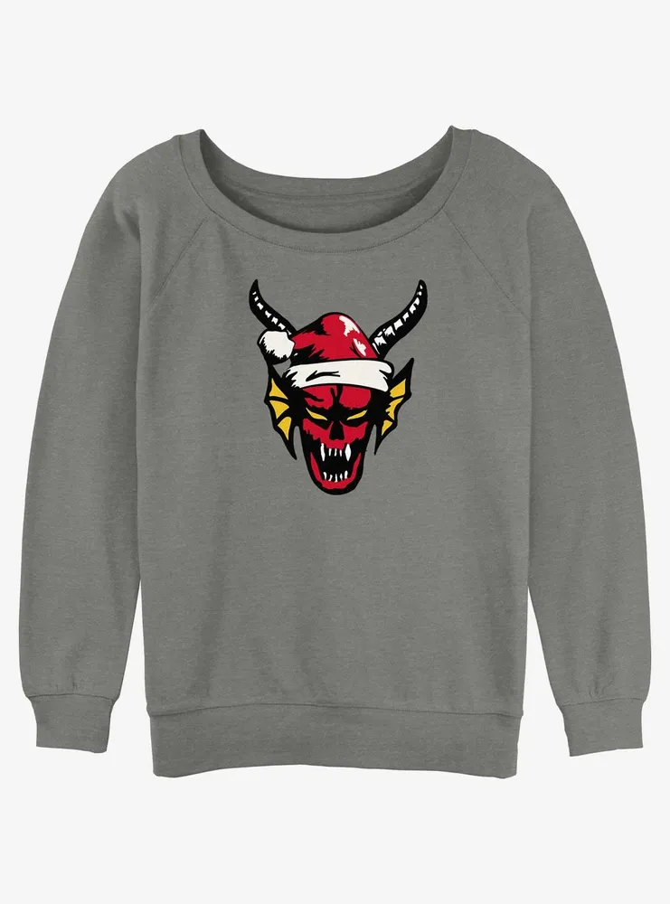 Stranger Things Hellfire Christmas Club Womens Slouchy Sweatshirt