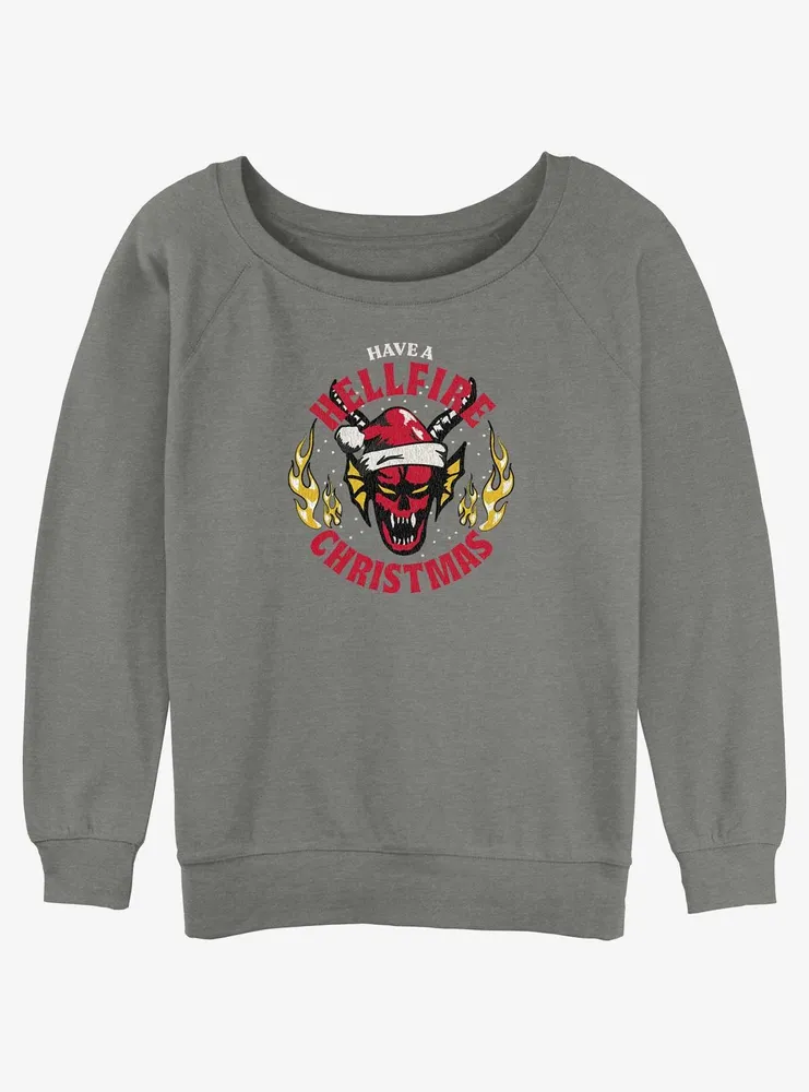 Stranger Things Hellfire Christmas Womens Slouchy Sweatshirt