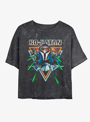 Star Wars The Mandalorian Bo-Katan Dogfight Mineral Wash Girls Crop T-Shirt