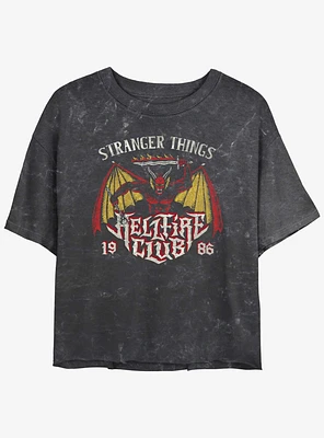 Stranger Things Demon Hellfire Club Mineral Wash Girls Crop T-Shirt