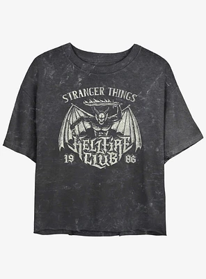 Stranger Things Hellfire Club Metal Band Mineral Wash Girls Crop T-Shirt