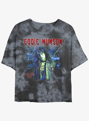 Stranger Things Eddie Munson Hellfire Club Tie-Dye Girls Crop T-Shirt