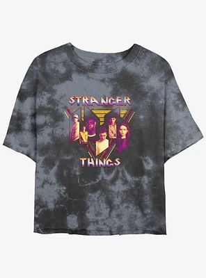 Stranger Things Heavy Metal Band Tie-Dye Girls Crop T-Shirt