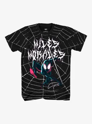 Marvel Spider-Man: Across The Spider-Verse Miles Morales Heavy Metal Web T-Shirt