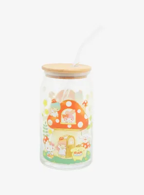 Sanrio Hello Kitty and Friends Mushroom House Portrait Glass Tumbler