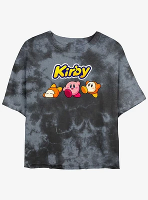 Kirby and Waddle Dee Logo Tie-Dye Girls Crop T-Shirt