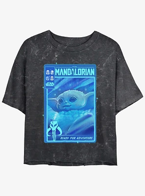 Star Wars The Mandalorian Grogu Ready For Adventure Poster Mineral Wash Girls Crop T-Shirt