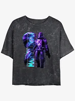 Star Wars The Mandalorian Mando Glitch Mineral Wash Girls Crop T-Shirt