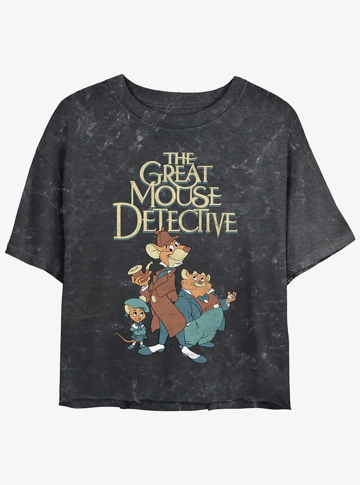 Disney The Great Mouse Detective Mousey Trio Mineral Wash Girls Crop T-Shirt