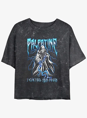 Star Wars Electric Palpatine Mineral Wash Girls Crop T-Shirt