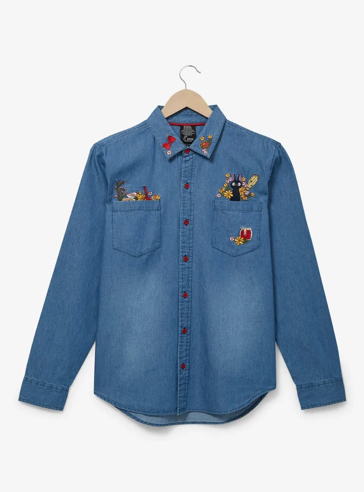 Studio Ghibli Kiki's Delivery Service Jiji Denim Woven Button-Up Shirt - BoxLunch Exclusive