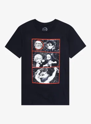 Demon Slayer: Kimetsu No Yaiba Group Black & White Panel T-Shirt