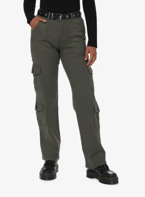 Social Collision Olive Cargo Pants With Belt