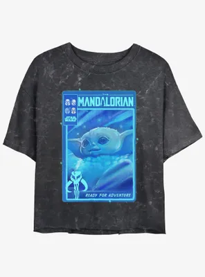 Star Wars The Mandalorian Grogu Ready For Adventure Poster Mineral Wash Womens Crop T-Shirt