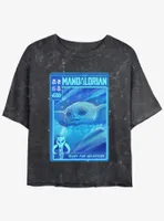 Star Wars The Mandalorian Grogu Ready For Adventure Poster Mineral Wash Womens Crop T-Shirt