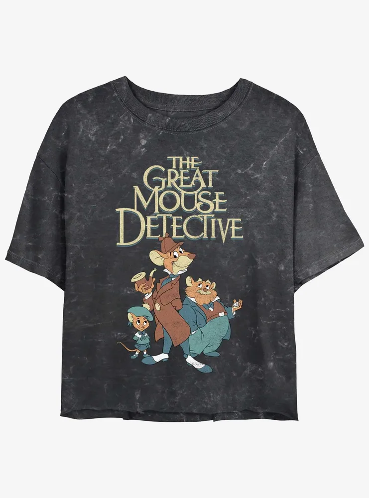 Disney The Great Mouse Detective Mousey Trio Mineral Wash Womens Crop T-Shirt