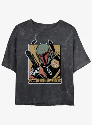 Star Wars Boba Fett Bounty Hunter Mineral Wash Womens Crop T-Shirt