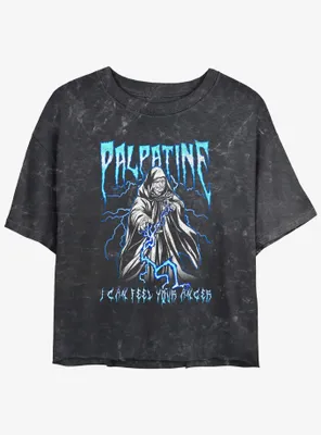Star Wars Electric Palpatine Mineral Wash Womens Crop T-Shirt