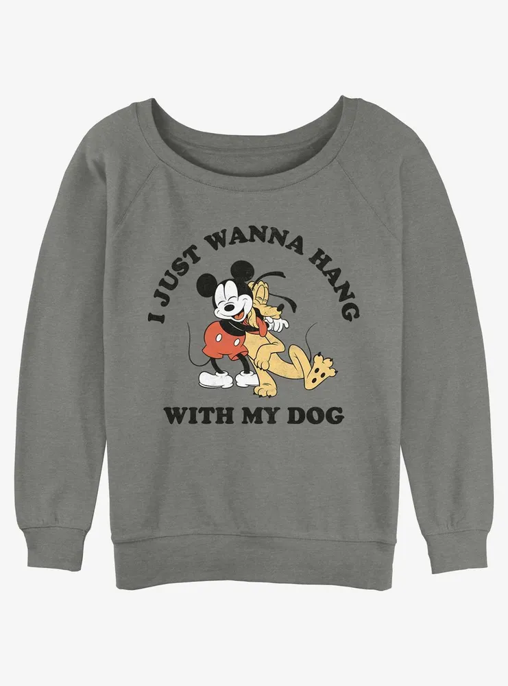 Disney Mickey Mouse Dog Lover and Pluto Womens Slouchy Sweatshirt