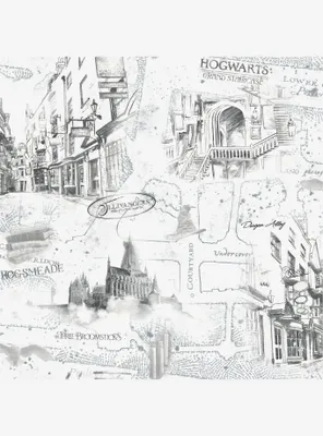 Harry Potter White Map Peel & Stick Wallpaper