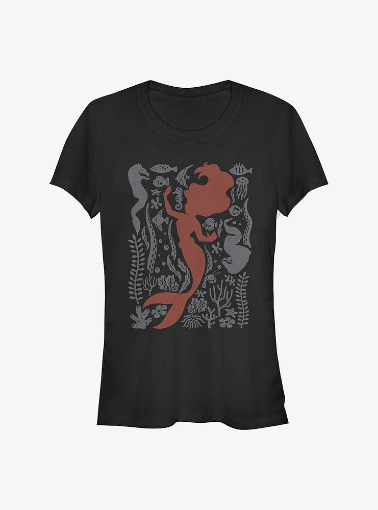 Disney The Little Mermaid Ariel Silhouette Girls T-Shirt