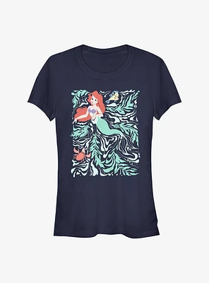 Disney The Little Mermaid Swirly Poster Girls T-Shirt