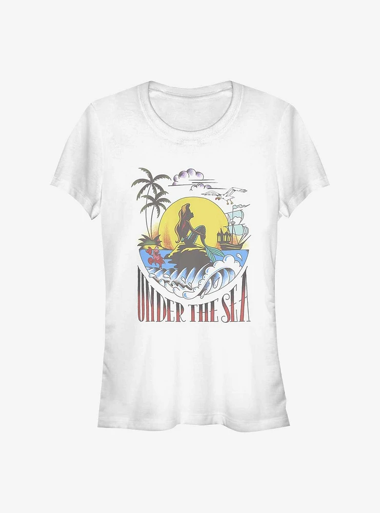 Disney The Little Mermaid Sunset Poster Girls T-Shirt