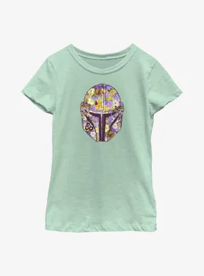 Star Wars The Mandalorian Floral Helmet Youth Girls T-Shirt