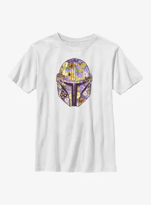 Star Wars The Mandalorian Floral Helmet Youth T-Shirt