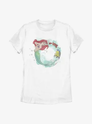 Disney The Little Mermaid Ariel, Flounder, and Sebastian Womens T-Shirt
