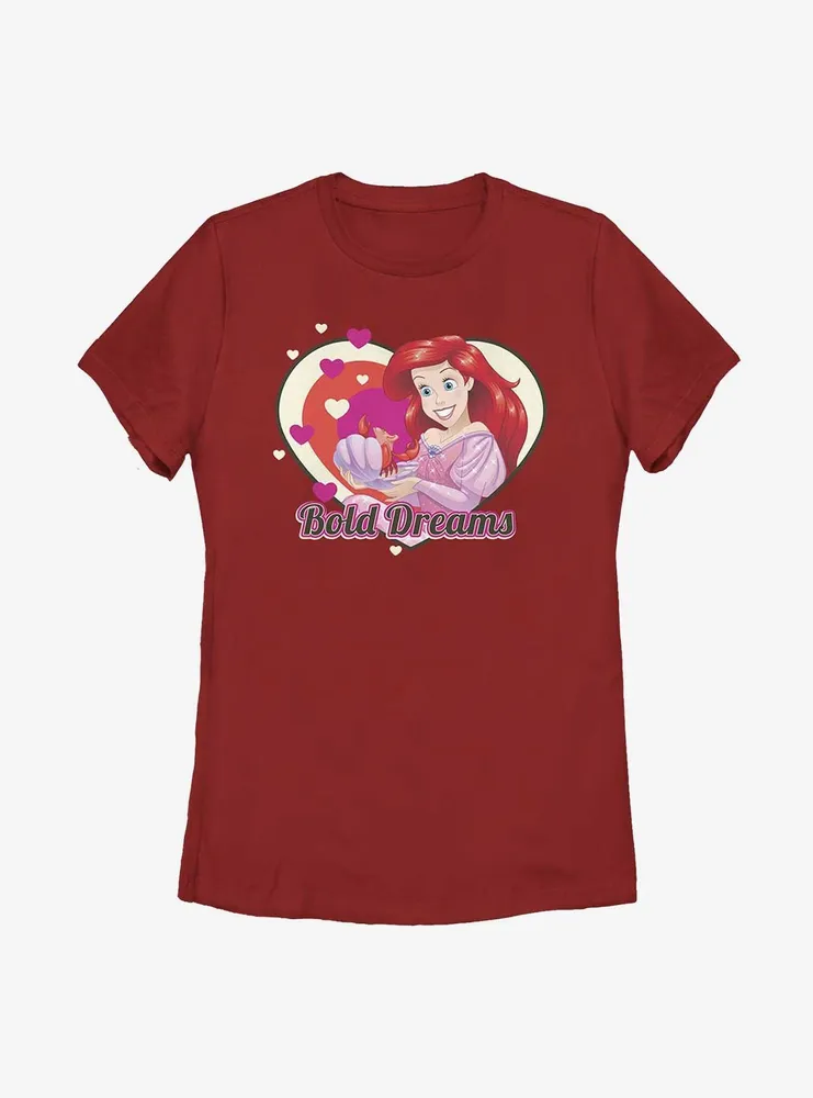 Disney The Little Mermaid Ariel Heart Bold Dreams Womens T-Shirt