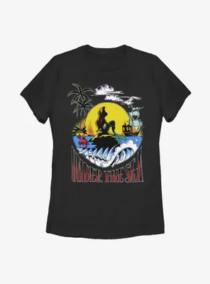 Disney The Little Mermaid Under Sea Sunset Poster Womens T-Shirt