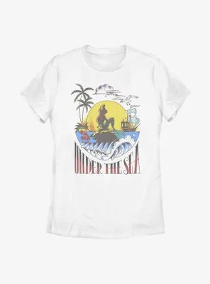 Disney The Little Mermaid Sunset Poster Womens T-Shirt