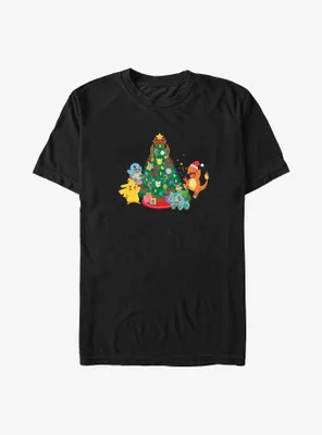 Pokemon Friends Around Christmas Tree Big & Tall T-Shirt