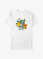 Pokemon Classic Group Pikachu, Squirtle, Bulbasaur, and Charmander Big & Tall T-Shirt