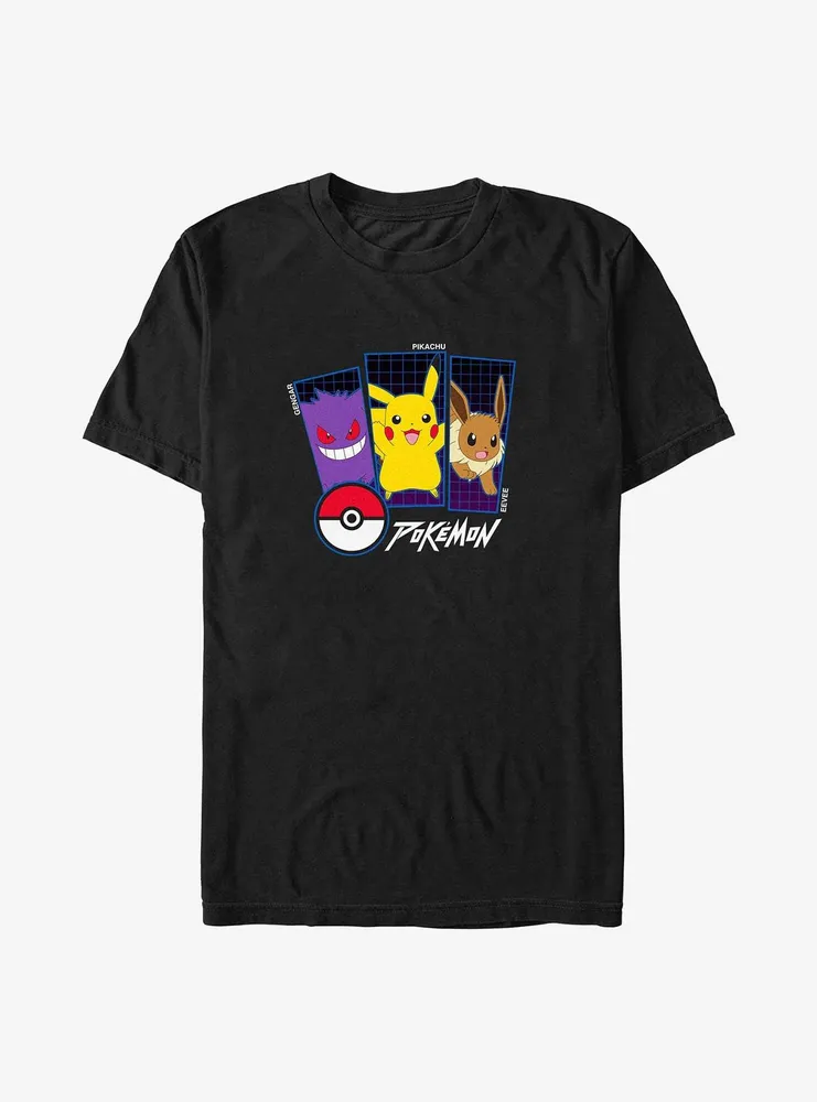 Pokemon Trio Gengar, Pikachu, and Eevee Big & Tall T-Shirt