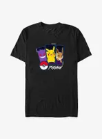 Pokemon Trio Gengar, Pikachu, and Eevee Big & Tall T-Shirt