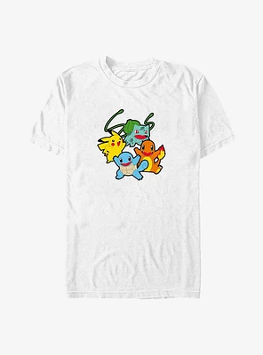 Pokemon Classic Group Pikachu, Squirtle, Bulbasaur, and Charmander Big & Tall T-Shirt