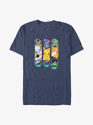 Pokemon MewTwo, Pikachu, and Psyduck Skateboard Deck Art Big & Tall T-Shirt