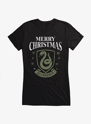 Harry Potter Merry Christmas Slytherin Girls T-Shirt
