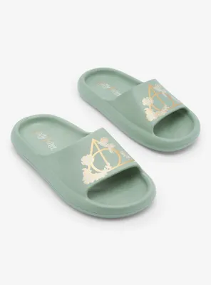 Harry Potter Floral Deathly Hallows Slide Sandals - BoxLunch Exclusive