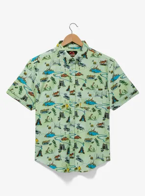 Jurassic Park Scenes Allover Print Woven Button-Up - BoxLunch Exclusive