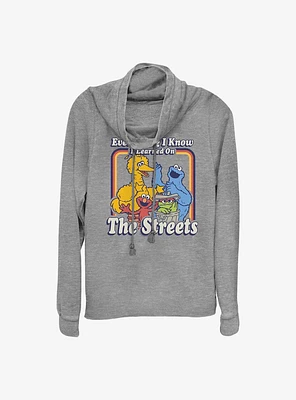 Sesame Street Everything I Know Learned On The Streets Cowl Neck Long-Sleeve Top