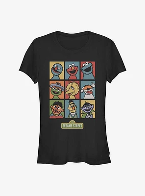 Sesame Street Puppets Grid Girls T-Shirt