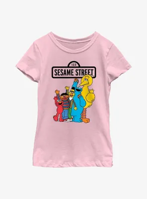 Sesame Street Friends Waving Youth Girls T-Shirt