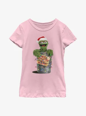 Sesame Street Oscar the Grouch Merry Christmas Now Scram Youth Girls T-Shirt