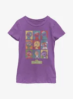 Sesame Street Puppets Grid Youth Girls T-Shirt