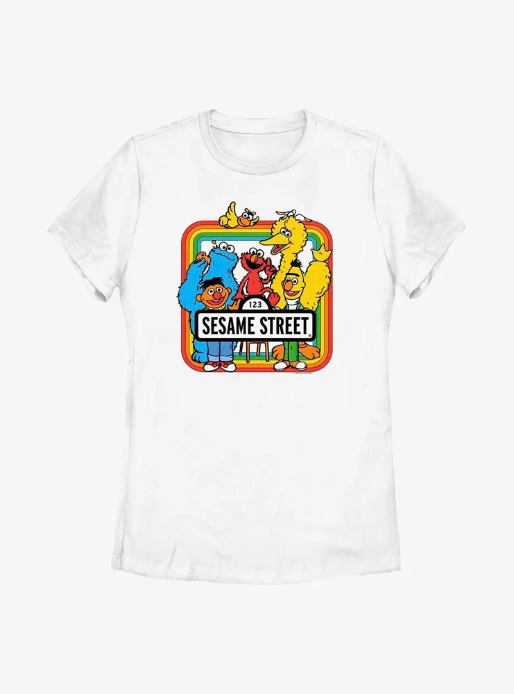 Sesame Street Rainbow Box Womens T-Shirt