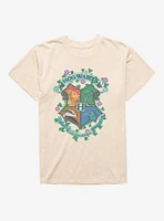 Harry Potter Hogwarts Crest Flowers Mineral Wash T-Shirt